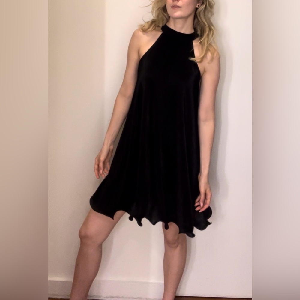 Ruffle black mini dress